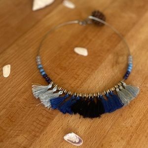 Blue ombre, pom-pom necklace